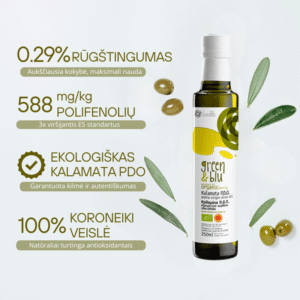 Ekologiškas KALAMATA PDO ypač tyras alyvuogių aliejus 250ml butelis