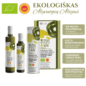 Ekologiškas Kalamata PDO ypač tyras alyvuogių aliejus - Green & Blu 3 L