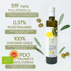 Ekologiškas Kalamata PDO ypač tyras alyvuogių aliejus - Green & Blu 500 ml