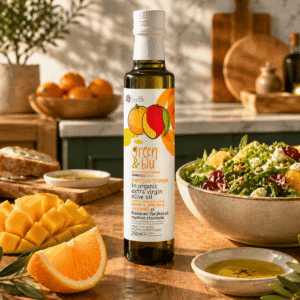 Ekologiškas alyvuogių aliejus su mango ir apelsinų skoniu - 250 ml