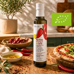 Ekologiškas ypač tyras alyvuogių aliejus su čili - 250 ml
