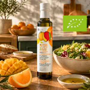 Ekologiškas ypač tyras alyvuogių aliejus su mango ir apelsinų skoniu - 250 ml