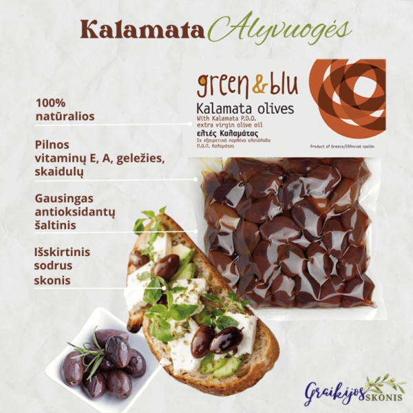 Kalamata alyvuoges Graikijos skonis