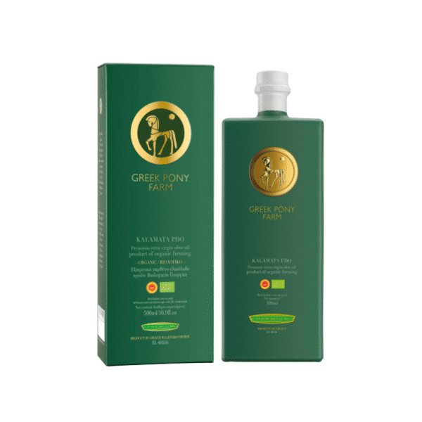 PREMIUM ekologiškas Kalamata PDO sertifikuotas ypač tyras alyvuogių aliejus 500ml dovanų dėžutė
