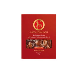 PREMIUM kokybės Kalamata alyvuogės PDO sertifikuotame ypač tyrame alyvuogių aliejuje, 200g dėžutė