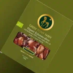 PREMIUM kokybės, ekologiškos Kalamata alyvuogės, sertifikuotos PDO, ypač tyrame alyvuogių aliejuje, 200g dėžutė