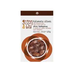 KALAMATA alyvuogės su Kalamata PDO ypač tyru alyvuogių aliejumi 125g vakuminė pakuotė