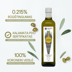 KALAMATA PDO sertifikuotas ypač tyras alyvuogių aliejus (EXTRA VIRGIN) 750ml 'Elinikon'