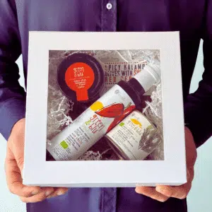 Dovanų dėžutė „Graikiška Aistra – Aštrūs ir Sodrūs Skoniai“ (4 produktai)