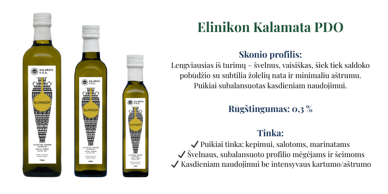 Elinikon Kalamata PDO EVOO charakteristika