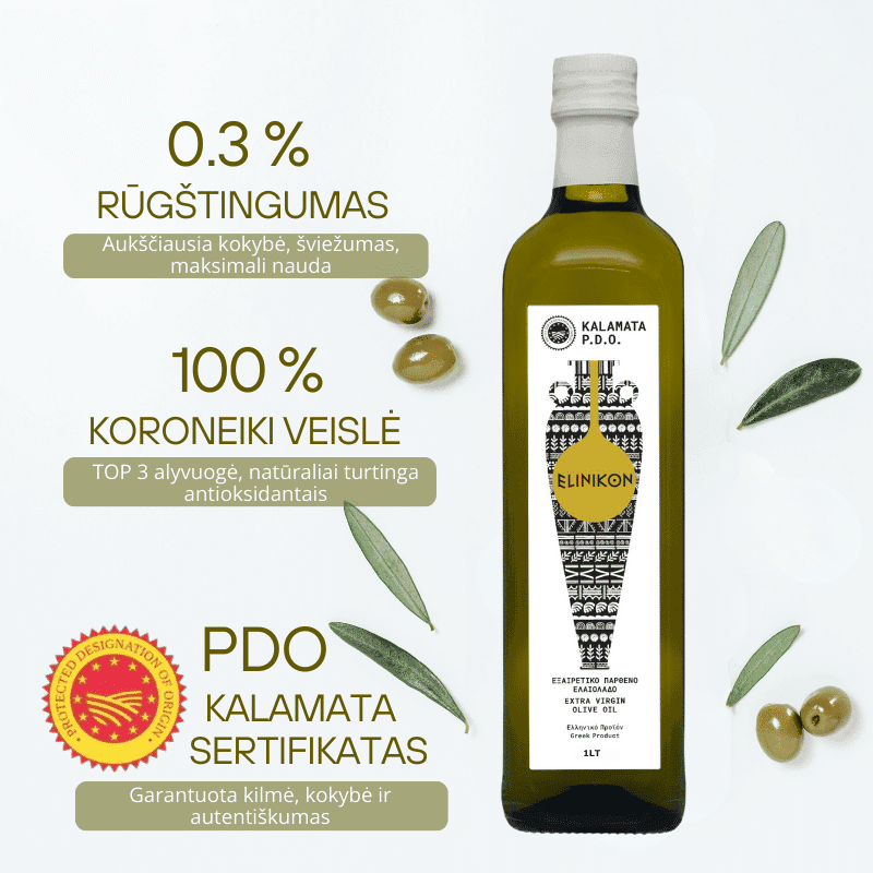 KALAMATA PDO ypač tyras alyvuogių aliejus (EXTRA VIRGIN) 1L 'Elinikon' 3