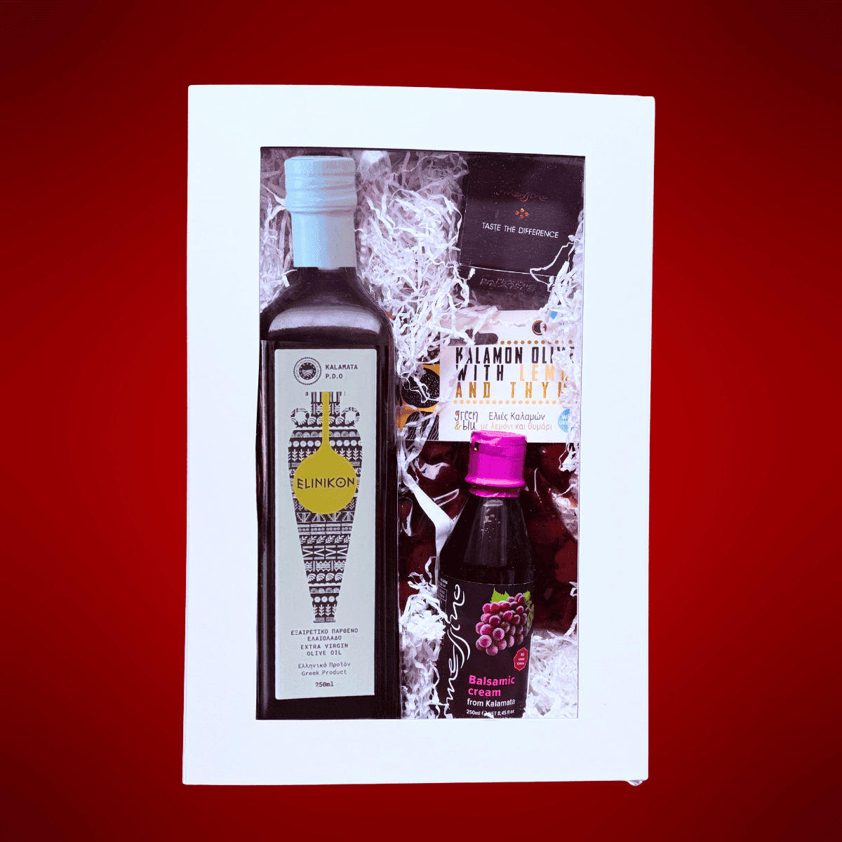 Dovanų dėžutė „Graikijos Skoniai Kalėdoms“: alyvuogių aliejus, Kalamata alyvuogės, balzaminiai akcentai - Image 2