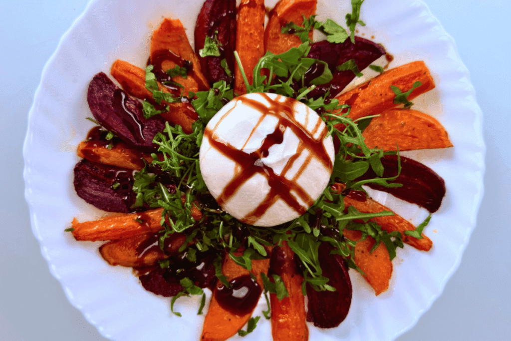 Keptų daržovių salotos su burrata ir balzaminiu kremu receptas ri video