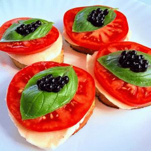 Bruschetta su mocarela ir pomidorais – greitas užkandis